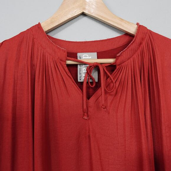 Anthropologie Dolan Lucille Tie Neck Peasant Top Sz S Rust Red Mixed Media - Picture 12 of 12